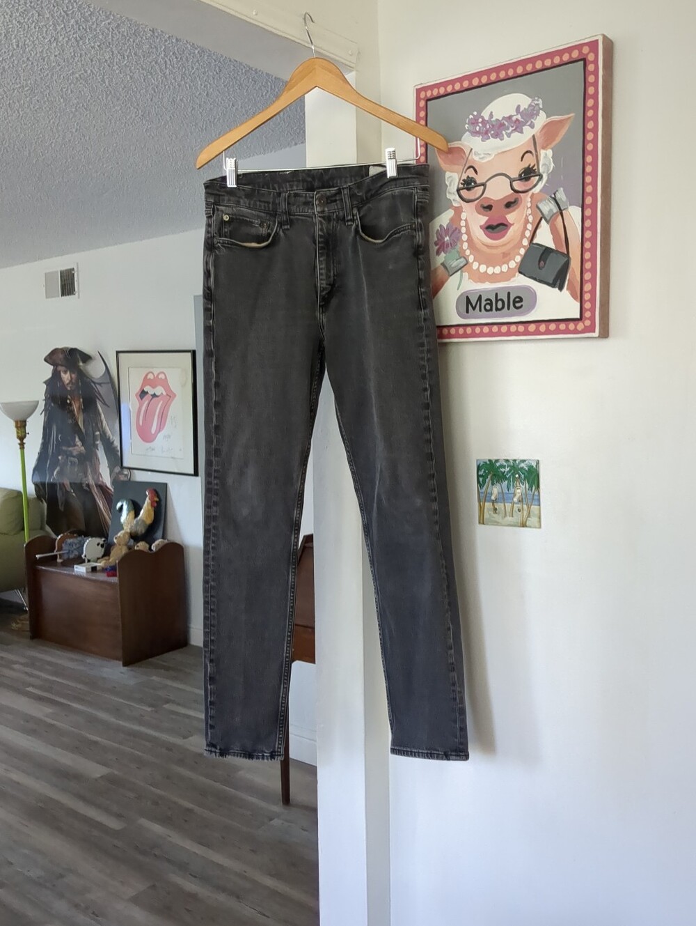 Rag & Bone RB Slim Fit 2 Jeans Men 31 Black Denim Waist Sz 30. 30x30
